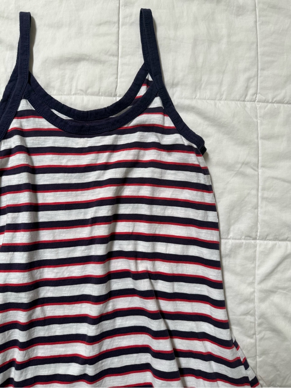Small Red White & Blue Striped 100% Cotton Sleeveless Swing Dress